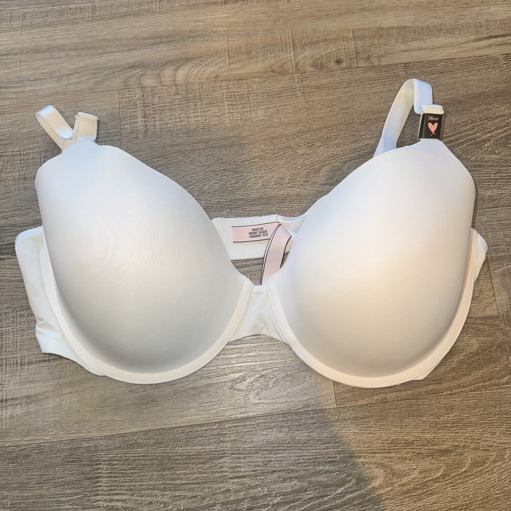 Victoria’s Secret 38DD White Lightly Lined T-Shirt Bra Underwire Smooth Cup New